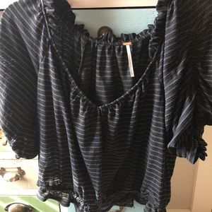 Free people navy and black striped blouse